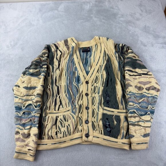 COOGI Australia Knit Cardigan Cream / Blue Wool Women’s Size M - Picture 1 of 13